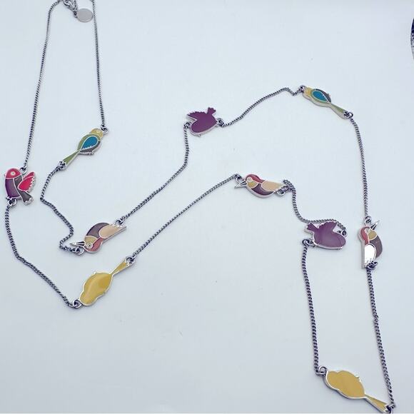 Marc by Marc Jacobs Tweeting Enamel Birds Necklace Long Designer Casual - Picture 13 of 13
